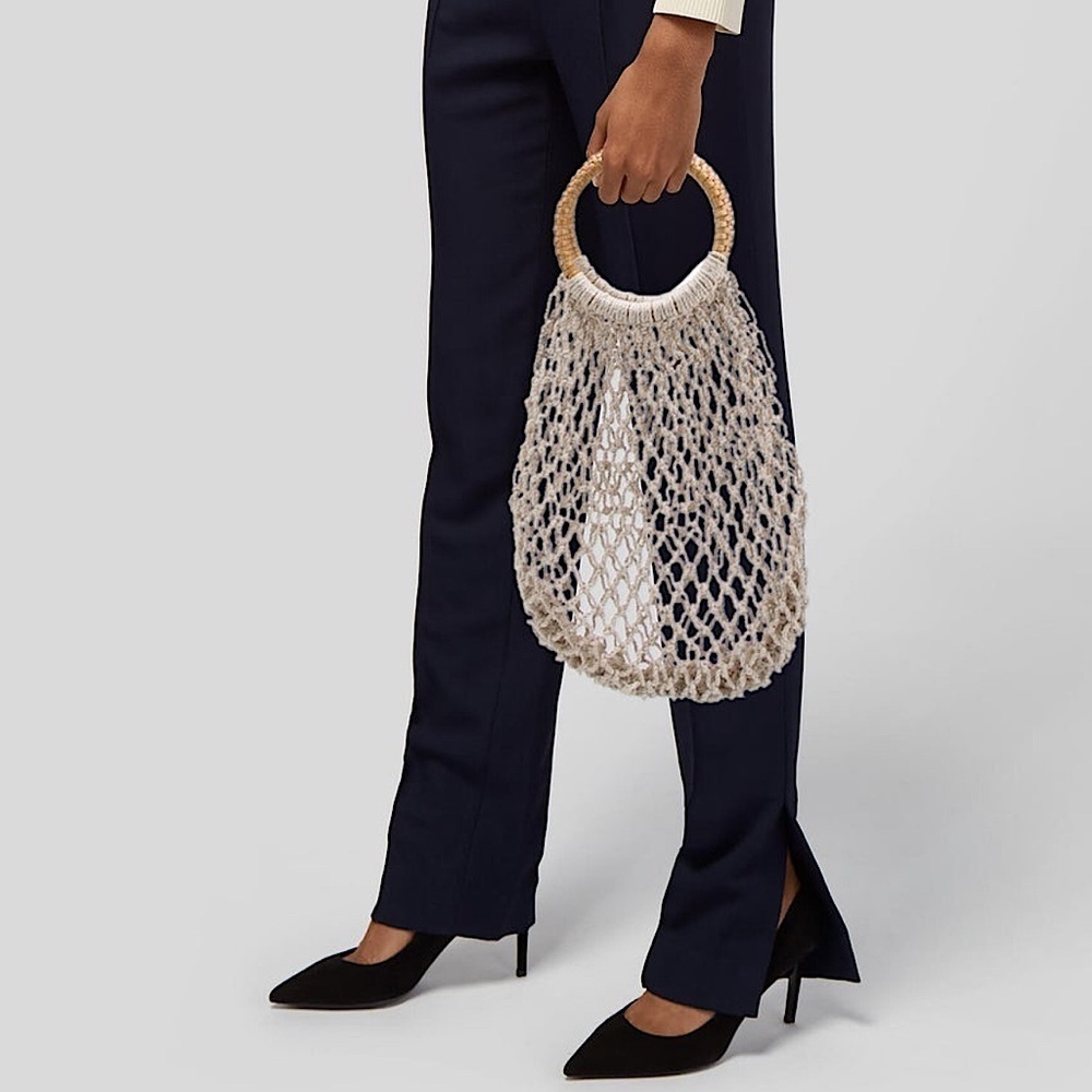 Kayu Net-A-Porter Amara Cotton Rope Crochet Rattan Top Handle Bag‎